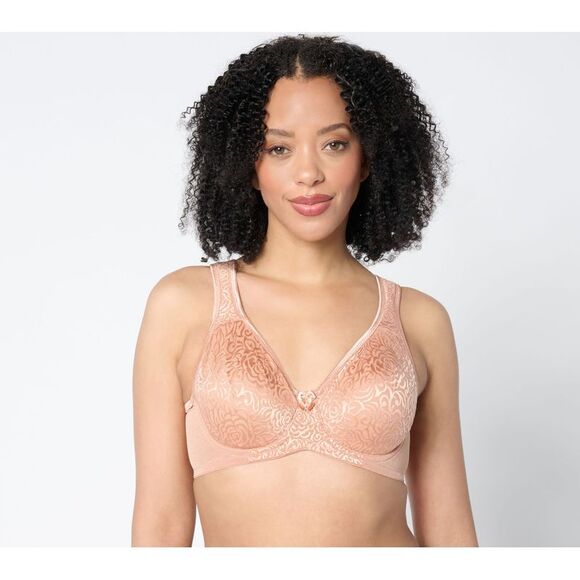 Breezies Women's Bra Sz 44DDD Wild Rose Lace Seamless Sandalwood A260366 - Picture 1 of 4